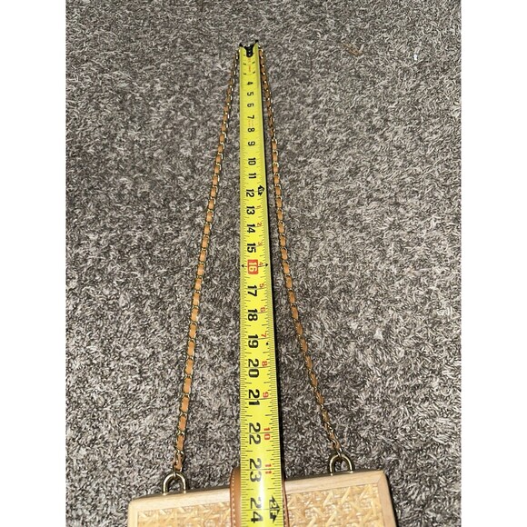 J McLaughlin Eugenie Raffia Pattern Wood Crossbody Bag - Picture 10 of 10